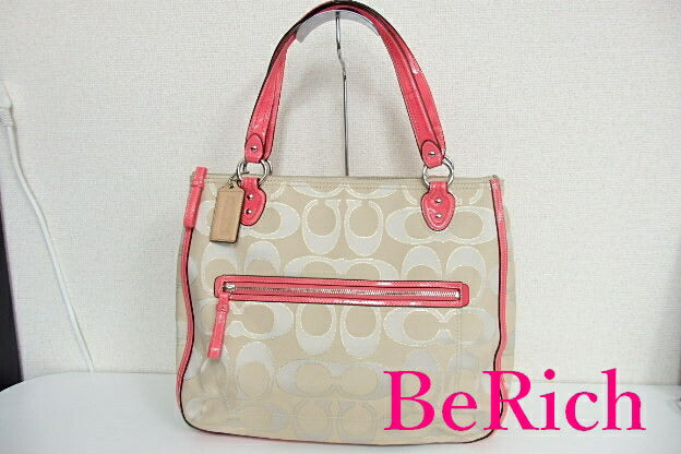 コーチ COACH ショルダーバッグ 22455 ポピー アウトライン シグネチャー ハリー EW トート ライト カーキ シクラメン ピンク ロゴ ハンドバッグ トートバッグ 肩掛け 鞄 【中古】【送料無料】 bk6555