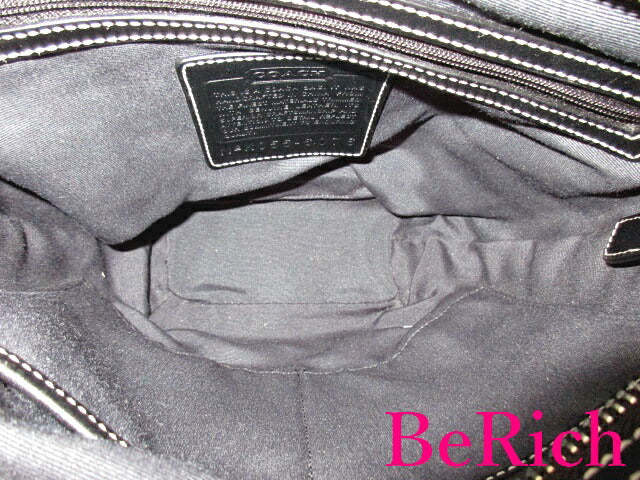 コーチ COACH ショルダーバッグ 6076 シグネチャー ダッフル 黒 ブラック キャンバス レザー ロゴ 鞄 【中古】【送料無料】 bk6745