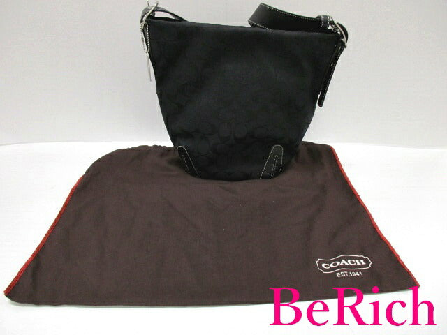 コーチ COACH ショルダーバッグ 6076 シグネチャー ダッフル 黒 ブラック キャンバス レザー ロゴ 鞄 【中古】【送料無料】 bk6745
