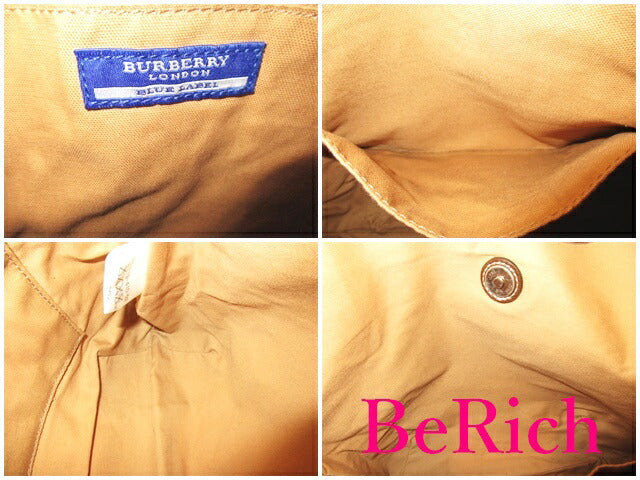 バーバリー BURBERRY ブルーレーベル ハンドバッグ トートバッグ ブラウン マルチカラー チェック ナイロン レザー ロゴ 手提げ 鞄 【中古】【送料無料】 bk7329