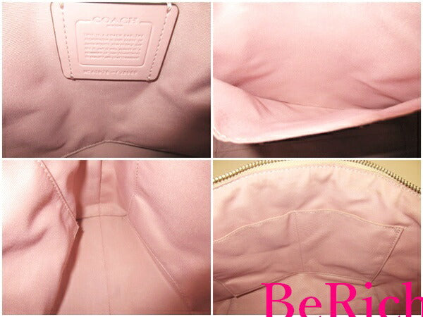 コーチ COACH 2way ショルダーバッグ トートバッグ F28989 シグネチャー スモール ケルシー サッチェル カーキ ピンク ロゴ ハンドバッグ 鞄 【中古】【送料無料】 bk7531