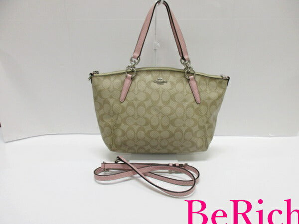 コーチ COACH 2way ショルダーバッグ トートバッグ F28989 シグネチャー スモール ケルシー サッチェル カーキ ピンク ロゴ ハンドバッグ 鞄 【中古】【送料無料】 bk7531