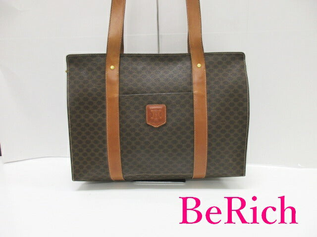 セリーヌ CELINE トートバッグ ショルダーバッグ MC98/1 マカダム ブラウン 茶 ロゴ ブラゾン ハンドバッグ 鞄 【中古】【送料無料】 bk7537