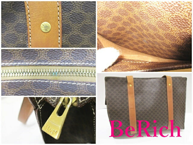 セリーヌ CELINE トートバッグ ショルダーバッグ MC98/1 マカダム ブラウン 茶 ロゴ ブラゾン ハンドバッグ 鞄 【中古】【送料無料】 bk7537