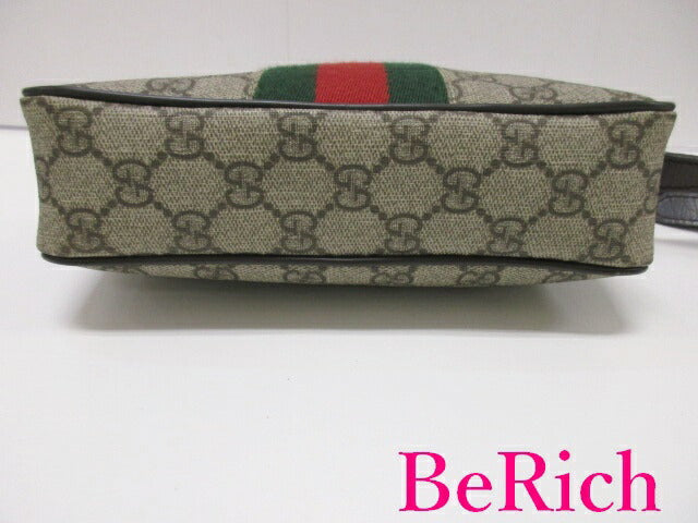 グッチ GUCCI ショルダーバッグ ポシェット GG スプリーム シェリー ベージュ 茶 ブラウン PVC レザー ロゴ クロスボディ 鞄 【中古】【送料無料】bk7572