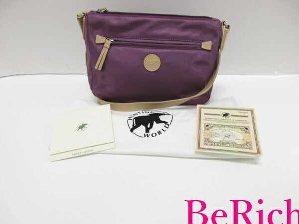 ハンティングワールド HUNTING WORLD ショルダーバッグ パープル 紫 ナイロン レザー ロゴ クロスボディ 斜め掛け 鞄 【中古】【送料無料】 bk7580