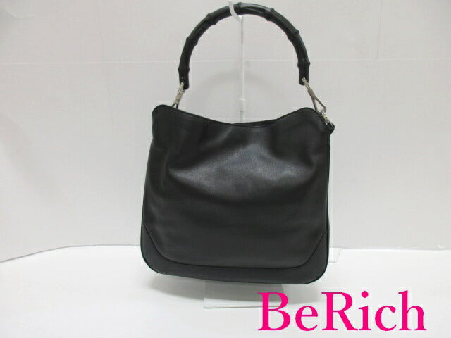 グッチ GUCCI 2way ハンドバッグ ショルダーバッグ 001.4095.002058 バンブー 黒 ブラック レザー ロゴ トートバッグ 鞄 【中古】【送料無料】 bk7673