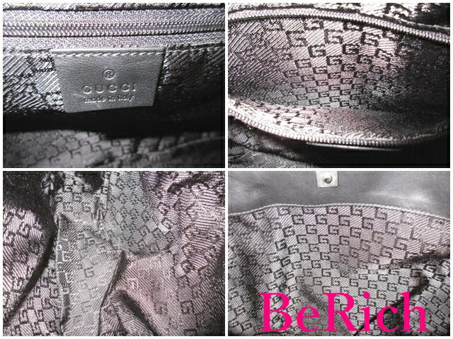グッチ GUCCI 2way ハンドバッグ ショルダーバッグ 001.4095.002058 バンブー 黒 ブラック レザー ロゴ トートバッグ 鞄 【中古】【送料無料】 bk7673