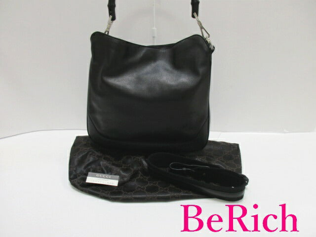 グッチ GUCCI 2way ハンドバッグ ショルダーバッグ 001.4095.002058 バンブー 黒 ブラック レザー ロゴ トートバッグ 鞄 【中古】【送料無料】 bk7673
