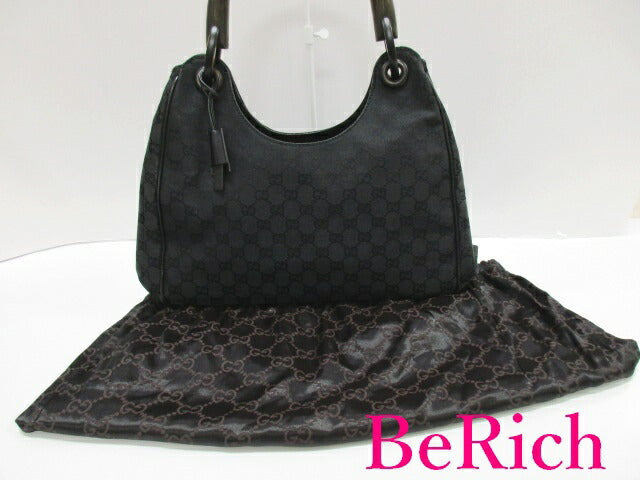 グッチ GUCCI ウッド ハンドル ハンドバッグ 106494 GG キャンバス 黒 ブラック ロゴ ショルダーバッグ 【中古】【送料無料】 bk7812