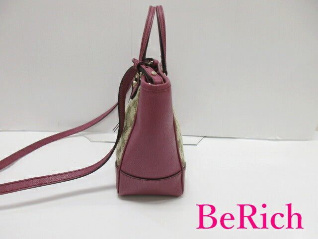 グッチ GUCCI 2way ショルダーバッグ 353121 GG ベージュ ブラウン 茶 キャンバス レザー ピンク パープル ハンドバッグ ショルダーバッグ 【中古】【送料無料】 bk7960