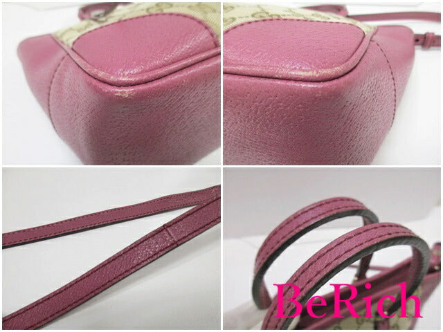 グッチ GUCCI 2way ショルダーバッグ 353121 GG ベージュ ブラウン 茶 キャンバス レザー ピンク パープル ハンドバッグ ショルダーバッグ 【中古】【送料無料】 bk7960
