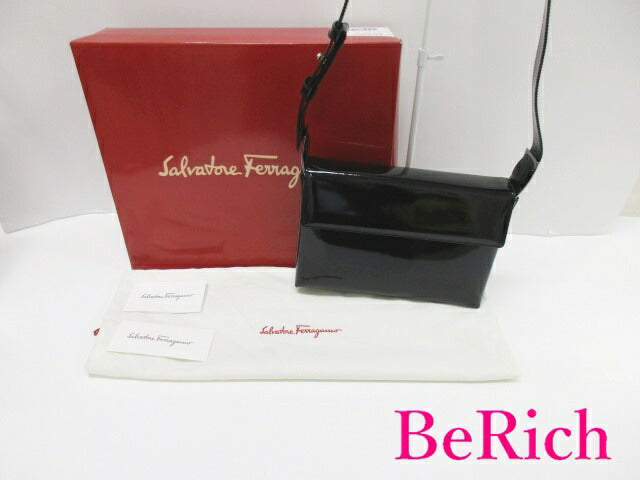 フェラガモ Salvatore Ferragamo ショルダーバッグ AF-21 パテント レザー エナメル ロゴ ハンドバッグ 鞄 【中古】【送料無料】 bk7968