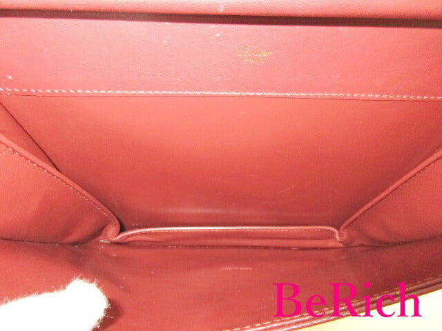 カルティエ Cartier ダブル フラップ ショルダーバッグ マスト ボルドー レザー ロゴ 鞄 【中古】【送料無料】 bk7969