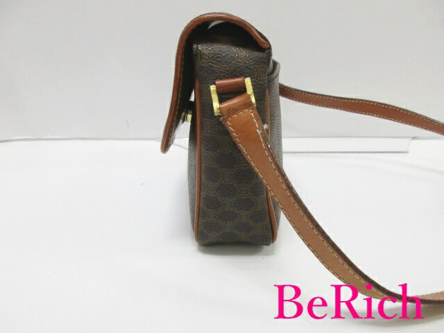 セリーヌ CELINE ショルダーバッグ ブラウン 茶 マカダム ロゴ ブラゾン ビジネス ポシェット メッセンジャー 肩掛け 斜め掛け 鞄 【中古】【送料無料】 bk8035