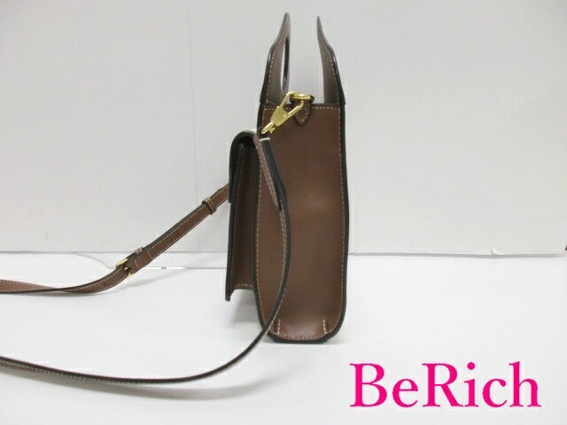 美品 バーバリー BURBERRY ミニ ポケット バッグ 2way ショルダーバッグ ハンドバッグ 8039361 茶 ベージュ キャンバス レザー ロゴ 【中古】【送料無料】 bk8076