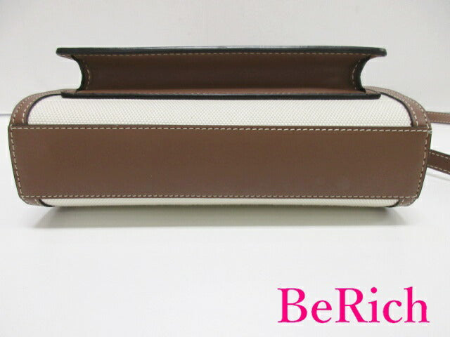 美品 バーバリー BURBERRY ミニ ポケット バッグ 2way ショルダーバッグ ハンドバッグ 8039361 茶 ベージュ キャンバス レザー ロゴ 【中古】【送料無料】 bk8076