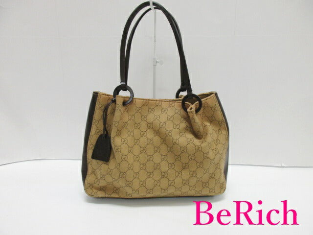 グッチ トートバッグ 101919 GG キャンバス 茶 ブラウン レザー ハンドバッグ GUCCI 【中古】【送料無料】 bk8093