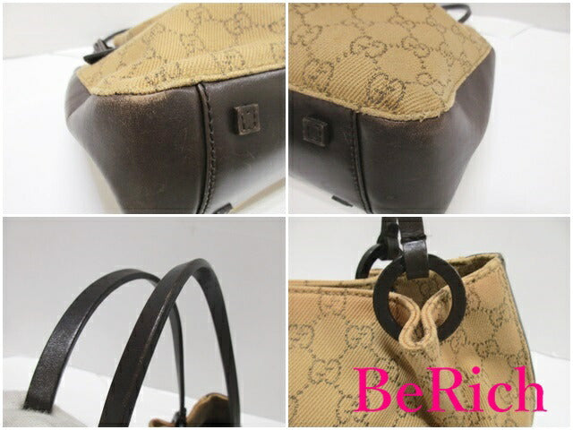 グッチ トートバッグ 101919 GG キャンバス 茶 ブラウン レザー ハンドバッグ GUCCI 【中古】【送料無料】 bk8093