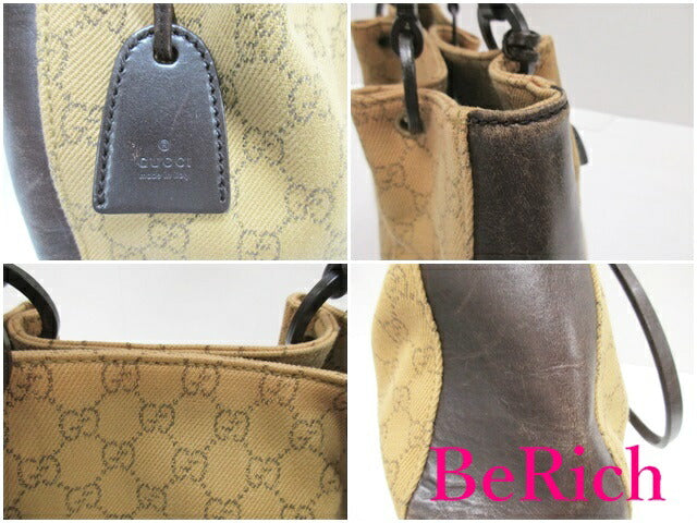 グッチ トートバッグ 101919 GG キャンバス 茶 ブラウン レザー ハンドバッグ GUCCI 【中古】【送料無料】 bk8093