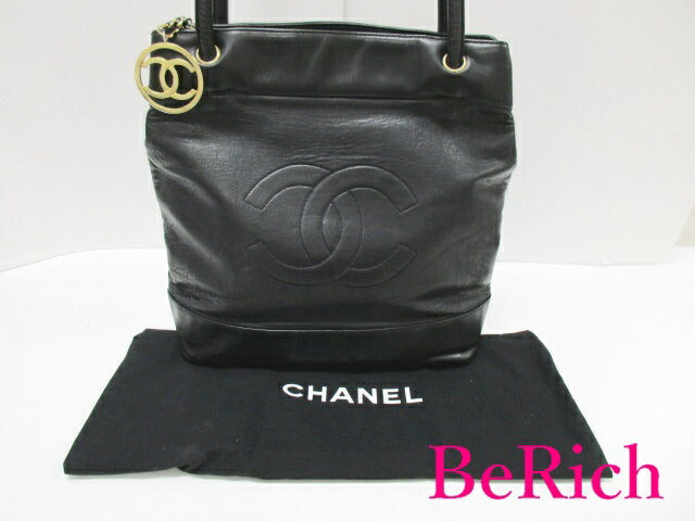 シャネル CHANEL トートバッグ 黒 ブラック カーフスキン レザー ココマーク CC ロゴ ハンドバッグ ショルダーバッグ 鞄 【中古】【送料無料】 bk8099