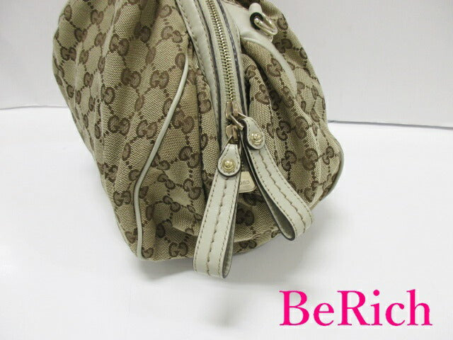 グッチ GUCCI 2way トートバッグ 223974 GG キャンバス 白 ベージュ ホワイト キャンバス レザー ロゴ ショルダーバッグ ハンドバッグ 鞄 【中古】【送料無料】bk8112