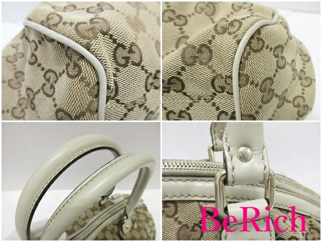 グッチ GUCCI 2way トートバッグ 223974 GG キャンバス 白 ベージュ ホワイト キャンバス レザー ロゴ ショルダーバッグ ハンドバッグ 鞄 【中古】【送料無料】bk8112