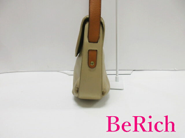 セリーヌ CELINE ショルダーバッグ ベージュ 茶 ブラウン レザー ロゴ 肩掛け 鞄 【中古】【送料無料】 bk8158
