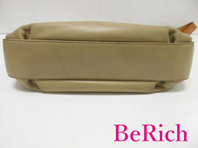 セリーヌ CELINE ショルダーバッグ ベージュ 茶 ブラウン レザー ロゴ 肩掛け 鞄 【中古】【送料無料】 bk8158