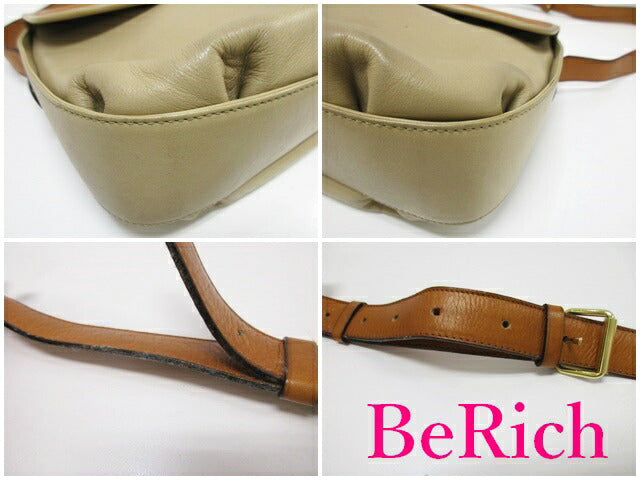 セリーヌ CELINE ショルダーバッグ ベージュ 茶 ブラウン レザー ロゴ 肩掛け 鞄 【中古】【送料無料】 bk8158