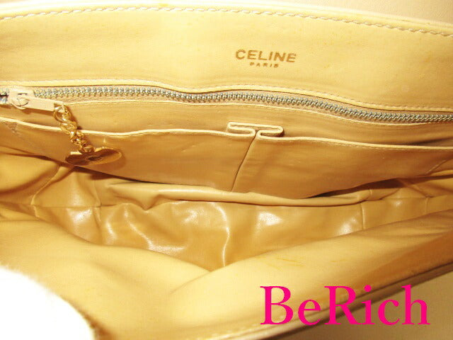 セリーヌ CELINE ショルダーバッグ ベージュ 茶 ブラウン レザー ロゴ 肩掛け 鞄 【中古】【送料無料】 bk8158