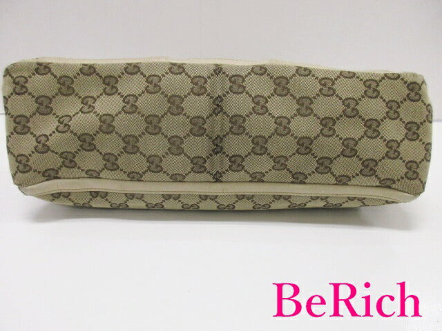 グッチ GUCCI トートバッグ ショルダーバッグ 146247 GG アビー ベージュ ブラウン 茶 ゴールド 金具 Dリング ロゴ キャンバス レザー ハンドバッグ 肩掛け 【中古】【送料無料】 bk8162