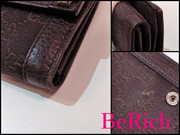 グッチ GUCCI 財布 Wホック 長財布 231839 GG デニム ダーク ブラウン 茶 キャンバス レザー ボルト ロゴ 札入れ 小銭入れ 二つ折り財布 ロング ウォレット メンズ レディース 【中古】【送料無料】 bs1824