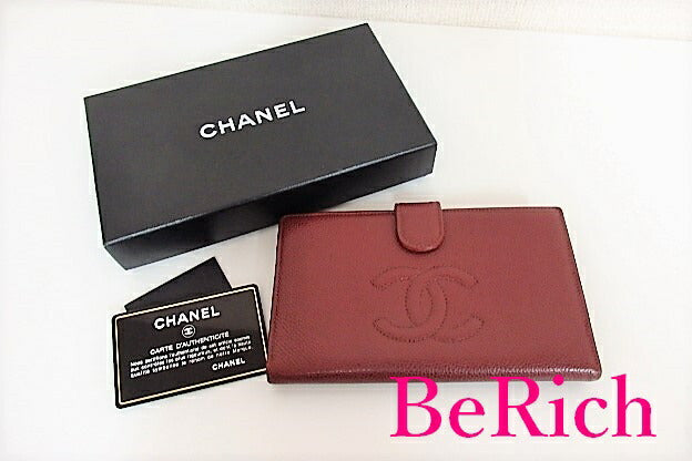 シャネル CHANEL がま口 二つ折り財布 ココ マーク 赤 レッド キャビアスキン レザー CC ロゴ 長財布 中財布 ロング ミディアム ウォレット 【中古】【送料無料】 bs2143