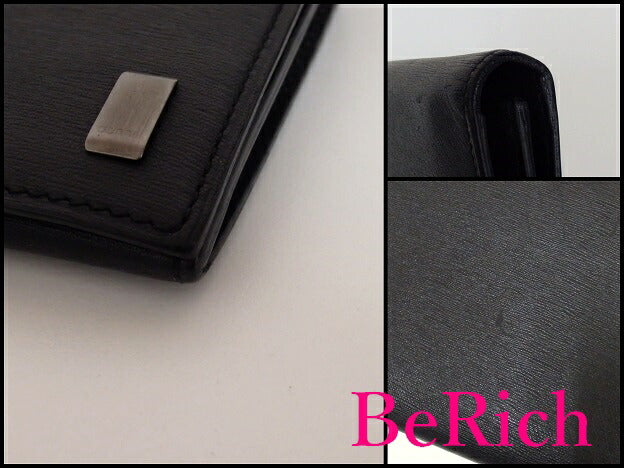 ダンヒル dunhill サイドカー メンズ 二つ折り 長財布 P215 黒 ブラック レザー ロゴ 二つ折り財布 ロング ウォレット 【中古】【送料無料】 bs2416