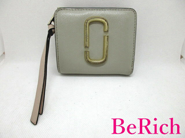 マークジェイコブス MARC JACOBS 二つ折り財布 M0014282 スナップショット ベージュ レザー ロゴ 二つ折り財布 コンパクト ミニ ウォレット 【中古】【送料無料】 bs2462