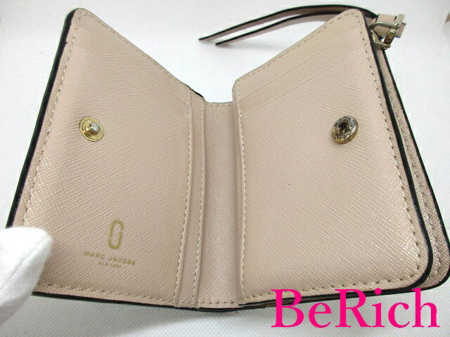 マークジェイコブス MARC JACOBS 二つ折り財布 M0014282 スナップショット ベージュ レザー ロゴ 二つ折り財布 コンパクト ミニ ウォレット 【中古】【送料無料】 bs2462