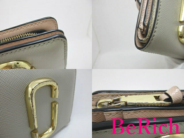 マークジェイコブス MARC JACOBS 二つ折り財布 M0014282 スナップショット ベージュ レザー ロゴ 二つ折り財布 コンパクト ミニ ウォレット 【中古】【送料無料】 bs2462