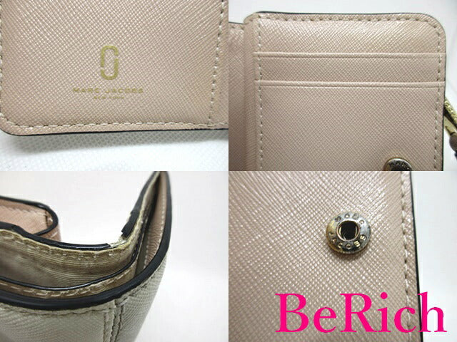 マークジェイコブス MARC JACOBS 二つ折り財布 M0014282 スナップショット ベージュ レザー ロゴ 二つ折り財布 コンパクト ミニ ウォレット 【中古】【送料無料】 bs2462