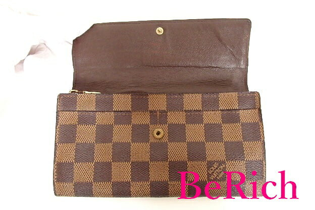ルイ ヴィトン LOUIS VUITTON 長財布 ダミエ ポシェット ポルト モネ カルト クレディ N61724 エベヌ 茶 PVC レザー 二つ折り財布 ロング ウォレット 【中古】【送料無料】 bs2463