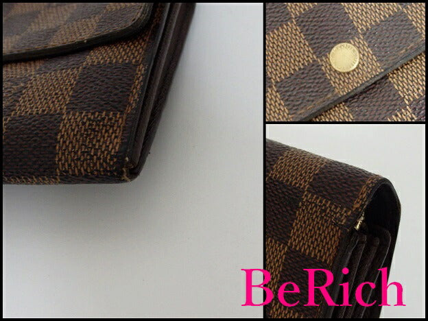 ルイ ヴィトン LOUIS VUITTON 長財布 ダミエ ポシェット ポルト モネ カルト クレディ N61724 エベヌ 茶 PVC レザー 二つ折り財布 ロング ウォレット 【中古】【送料無料】 bs2463