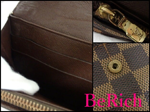 ルイ ヴィトン LOUIS VUITTON 長財布 ダミエ ポシェット ポルト モネ カルト クレディ N61724 エベヌ 茶 PVC レザー 二つ折り財布 ロング ウォレット 【中古】【送料無料】 bs2463