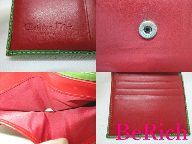 クリスチャン ディオール Christian Dior 三つ折り財布 01LU 0044 トロッター ラスタ カーキ グリーン 緑 PVC レザー ロゴ ミニ 二つ折り財布 コンパクト ウォレット 【中古】【送料無料】bs2522