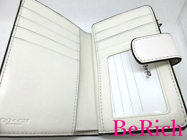 コーチ COACH 二つ折り財布 F54023 シグネチャー コーナー ジップ ミディアム ウォレット ロゴ L字ファスナー 中財布 コンパクト 【中古】【送料無料】 bs2632