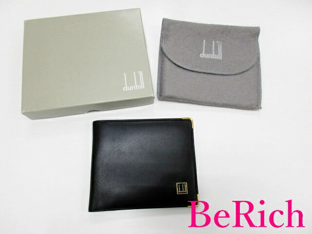 ダンヒル dunhill メンズ 二つ折り財布 札入れ ブラック 黒 レザー ロゴ 小銭入れ なし コンパクト ウォレット 【中古】【送料無料】 bs2711