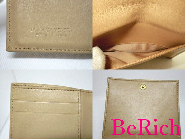 ボッテガヴェネタ BOTTEGA VENETA 二つ折り財布 P10576687T イントレチャート レザー ライト ベージュ ロゴ ミディアム コンパクト ウォレット 【中古】【送料無料】bs2848