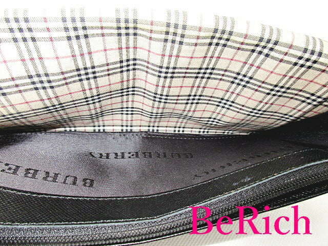 バーバリー BURBERRY 長財布 黒 ブラック レザー ロゴ 二つ折り財布 ロング ウォレット 【中古】【送料無料】 bs2887