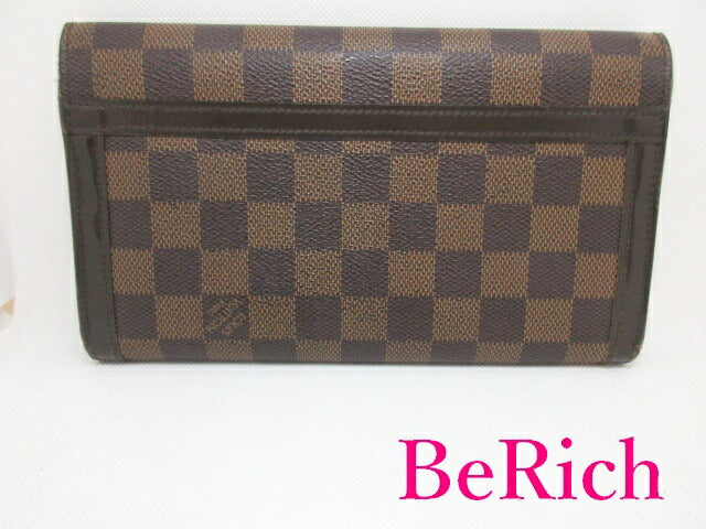 ルイ ヴィトン LOUIS VUITTON 長財布 ダミエ ポルト フォイユ ヴェニス N60535 エベヌ LV ロゴ 二つ折り財布 ロング ウォレット 【中古】【送料無料】 bs3022