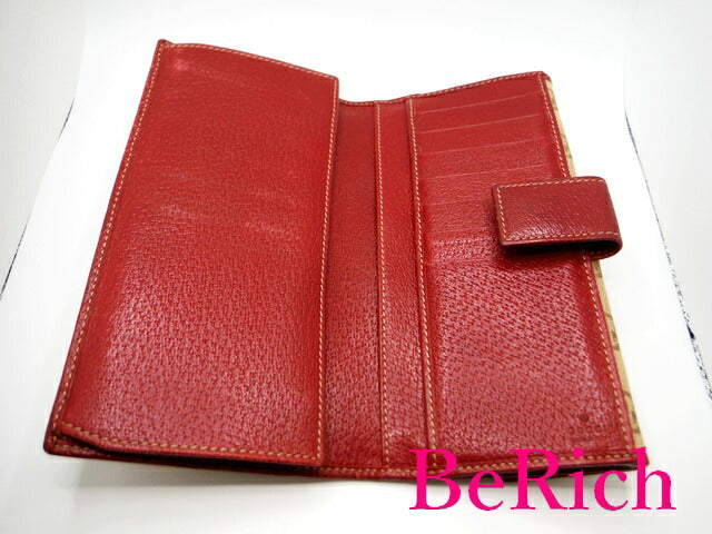 グッチ GUCCI Wホック 長財布 167464 プリンシー GG リボン ベージュ レッド 赤 キャンバス レザー ロゴ 二つ折り財布 ロング ウォレット 【中古】【送料無料】bs3029