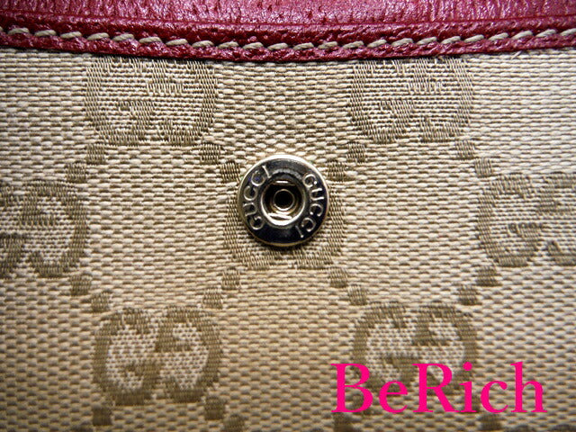 グッチ GUCCI Wホック 長財布 167464 プリンシー GG リボン ベージュ レッド 赤 キャンバス レザー ロゴ 二つ折り財布 ロング ウォレット 【中古】【送料無料】bs3029